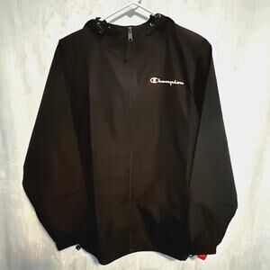 Champion Black Stadium Gear Wind Water Resistant Jacket New S